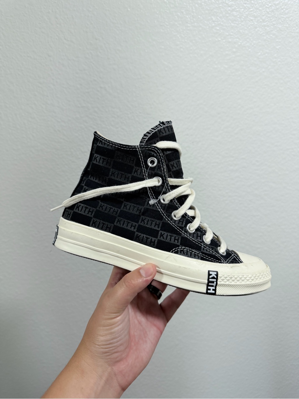 Kith Black High-Top Converse With Cream Accents
